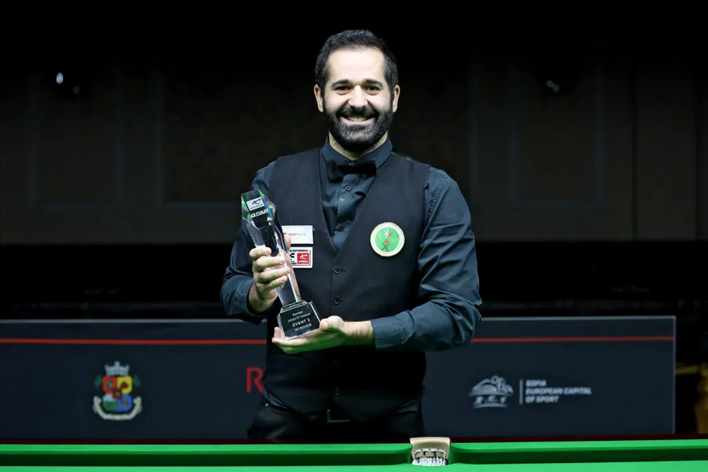 Aaron Busuttil celebrates a Q Tour Europe event victory